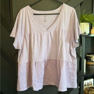 Sonoma Light Purple V-Neck T-Shirt Loose Fit Size XXL